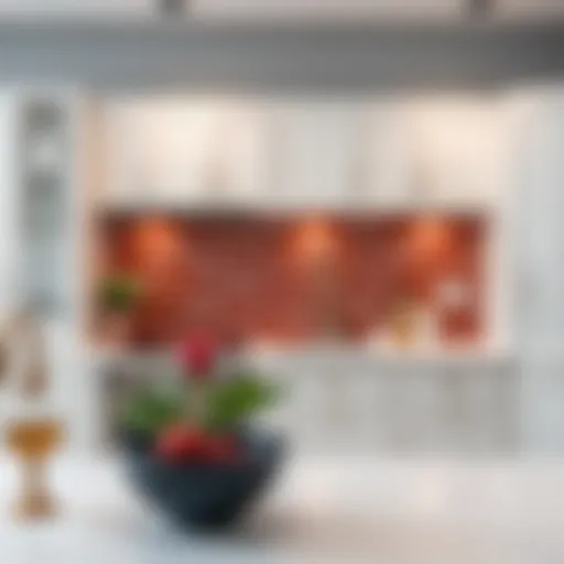 Elegant kitchen featuring red brick peel and stick backsplash