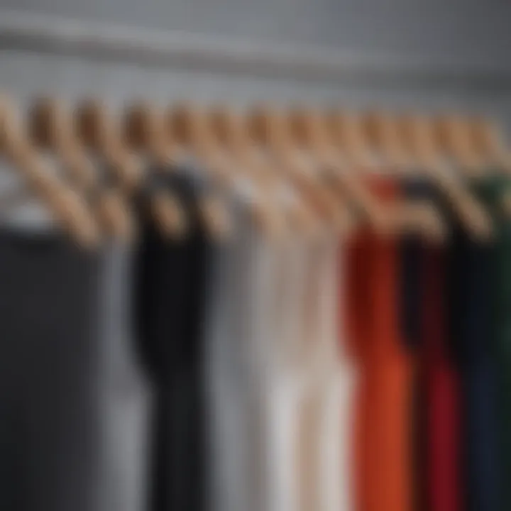 Various styling options for the ribbed crew neck tank showcased on hangers.