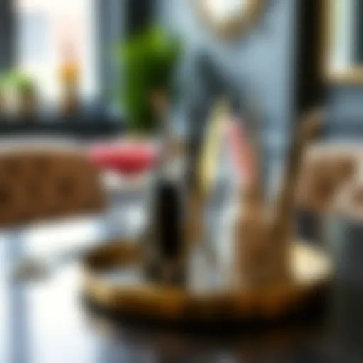 Elegant Round Grooming Scissors Display Round grooming scissors on a stylish table