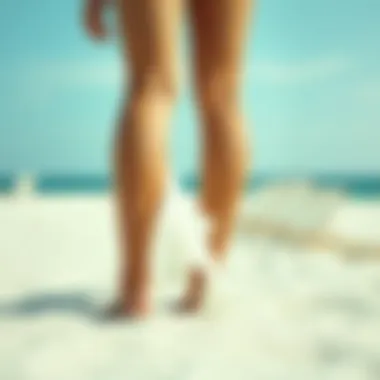 Elegant scalloped swim skirt showcased on a sandy beach