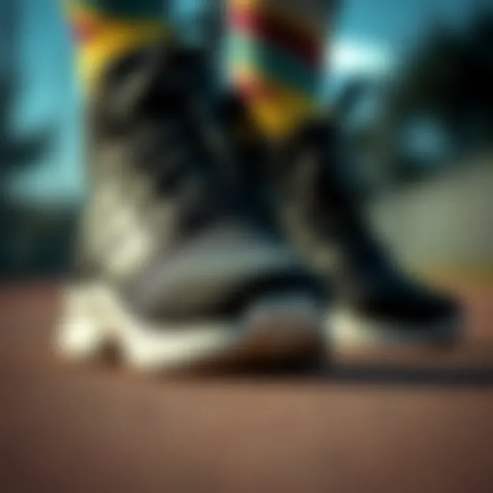 Close-up of footwear designed for jump rope activities, showcasing cushioning and support features.