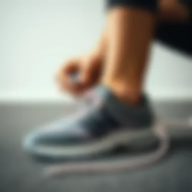 Person maintaining jump rope shoes, illustrating cleaning and care techniques.