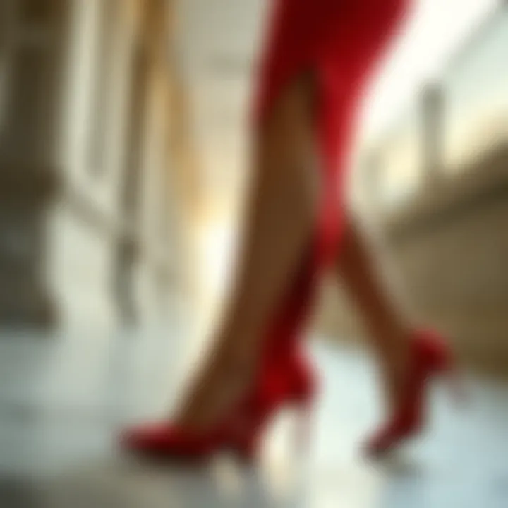 Elegant red dress with stylish heels