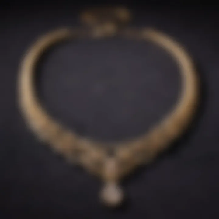 Elegant gold necklace showcased on a velvet background