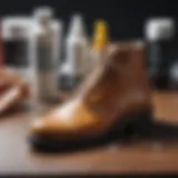 Different types of shoe fixing glue displayed on a table