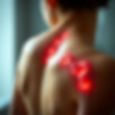 Shoulder Anatomy and Tension Visualization of shoulder anatomy highlighting tension areas
