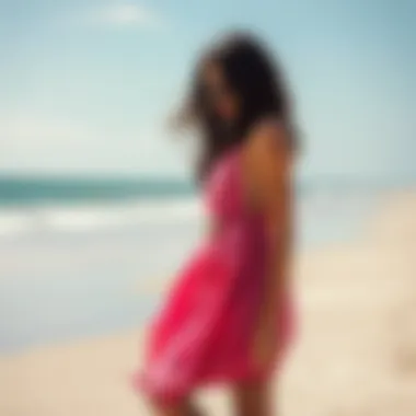 Chic Cover-Up in a Beach Setting A serene beach setting with a solid color sarong styled as a chic cover-up