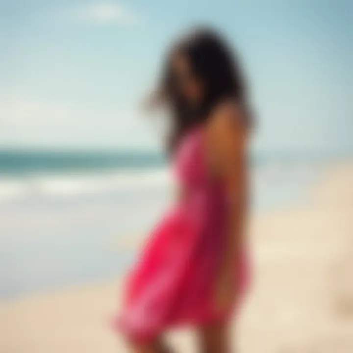 Chic Cover-Up in a Beach Setting A serene beach setting with a solid color sarong styled as a chic cover-up