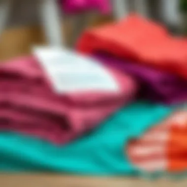 Stylish Arrangement with Care Instructions A stylish arrangement of solid color sarongs folded neatly with care instructions