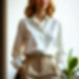 Elegant blouse paired with tailored trousers