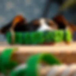 Close-up of a green St. Patrick's Day dog collar adorned with shamrocks