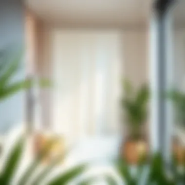 Stylish grid shower curtain enhancing a serene bathroom atmosphere