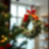 Elegant suction wreath hanger on a glass door