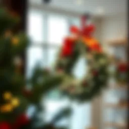 Elegant suction wreath hanger on a glass door