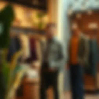 Sustainable clothing options displayed in a chic environment