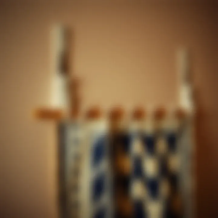 Installing Tapestry Wall Hanging Clips An instructional illustration showing the installation of tapestry clips on a wall.