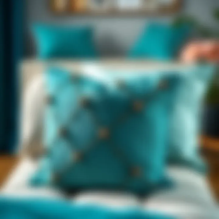 Versatility of Teal Throw Pillows in Decor Teal throw pillow covers styled in various interior decor settings