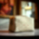 Elegant beige makeup bag with intricate design