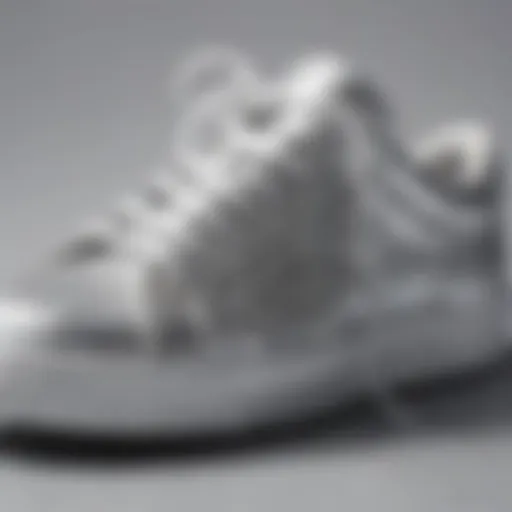 Close-up of sparkling silver glitter sneakers showcasing their intricate design