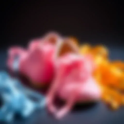 Elegant display of organza shoelaces in various colors