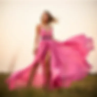 Flowing maxi dress paired with statement accessories