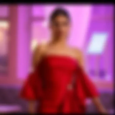 Vibrant off-shoulder cocktail dress in a rich hue