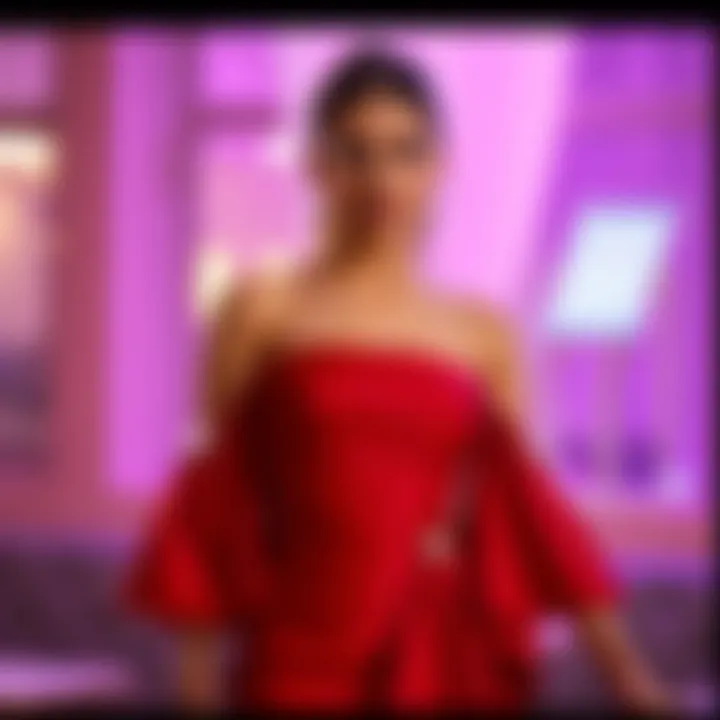 Vibrant off-shoulder cocktail dress in a rich hue