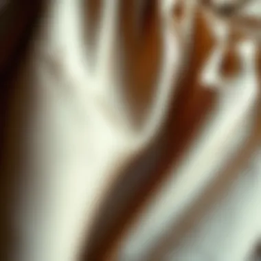 Close-up of fabric textures and patterns in a two-piece skirt set.