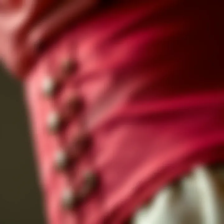 Close-up of the fabric choices used in corset construction, emphasizing texture and quality.