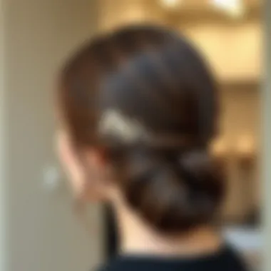 Elegant ash brown hair extensions styled in a sophisticated updo