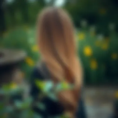 A detailed shot of ash brown hair extensions in a natural setting