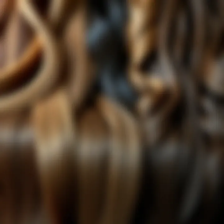 Diverse styles of ash brown hair extensions arranged aesthetically