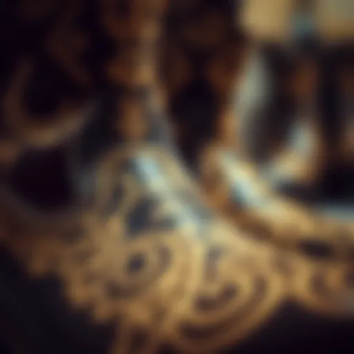 Detailed close-up of intricate boot printing patterns