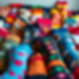 Colorful array of picture socks showcasing various designs