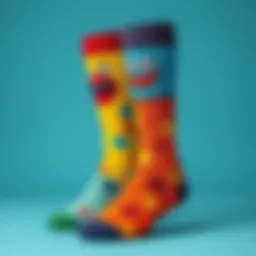 Colorful and playful custom socks displayed creatively