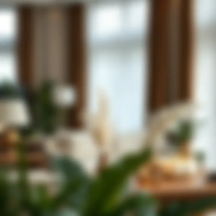 Elegant arrangement of fake feather plants in a modern living room