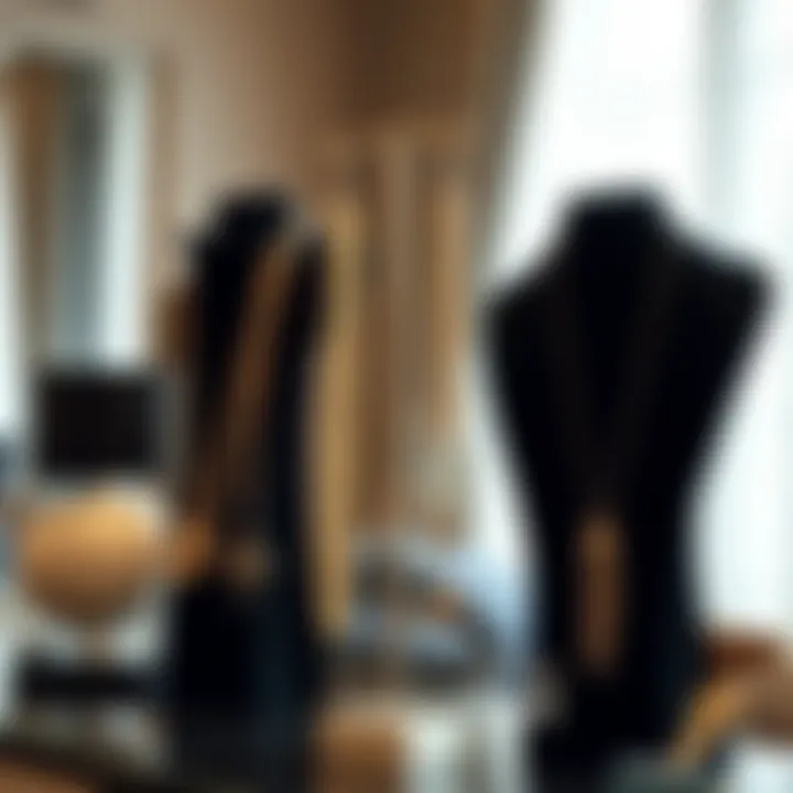 Elegant necklace display stand showcasing a variety of necklaces