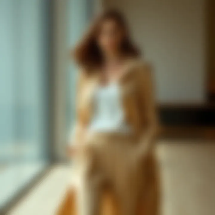 Layering with Silk Elegance Layered outfit featuring silk pants and a stylish cardigan