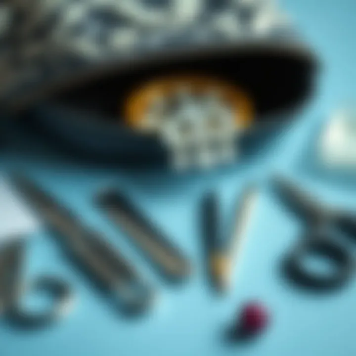 Tools and materials essential for purse decoration