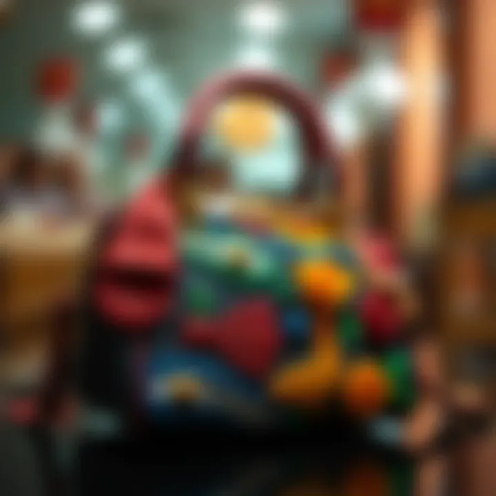 A vibrant, decorated purse showcasing unique styles