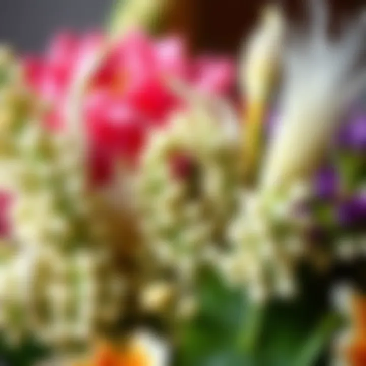 Close-up of materials used for clip-on floral arrangements