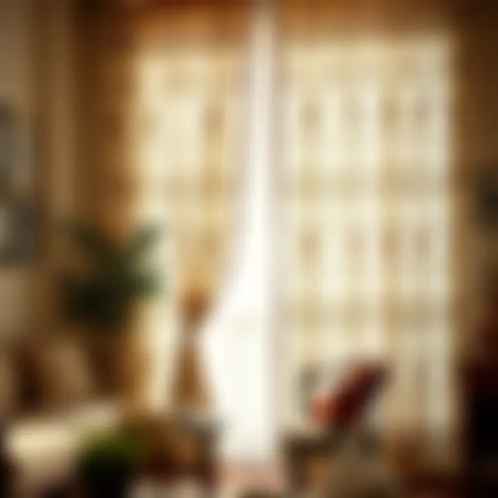 Stylish interior featuring vintage embroidered sheer curtains that enhance the room's ambiance