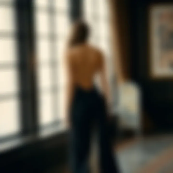 Elegant backless slit dress showcased on a model