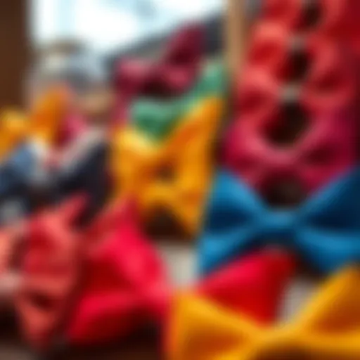 A collection of vibrant casual bow ties displayed elegantly
