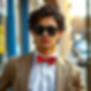 A style-savvy individual showcasing a casual bow tie with a relaxed outfit