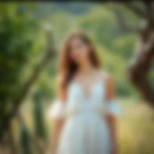 Elegant casual sun dress in a natural setting