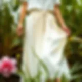Elegant drawstring waist skirt displayed in a natural setting