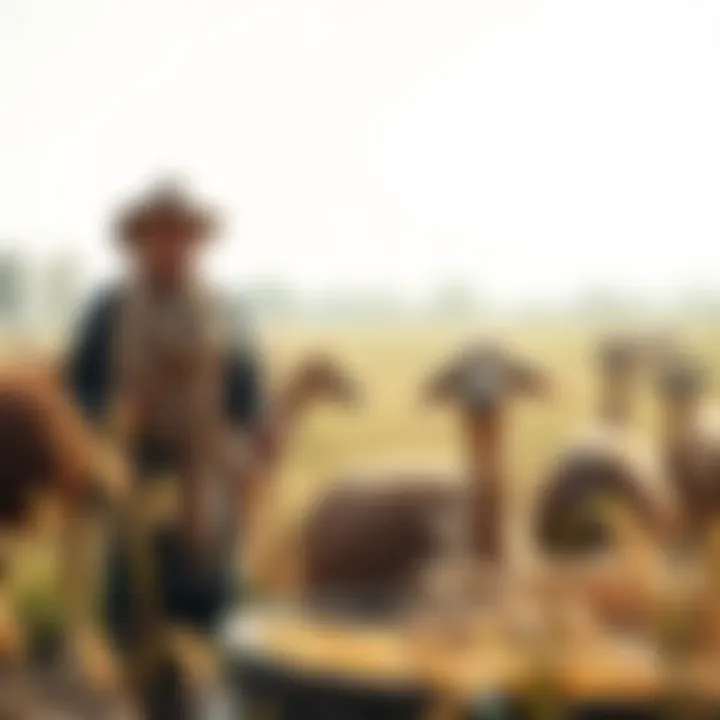 A serene setting highlighting sustainable pashmina production practices in a natural environment.