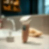 Close-up of a bikini shaver on a bathroom counter