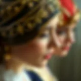 A close-up of intricate 1920s headband designs